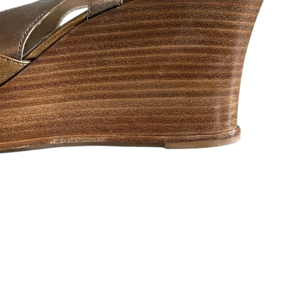 Via Spiga Brown‎ Wedge Sandals with Peep-Toe Design Sz 10